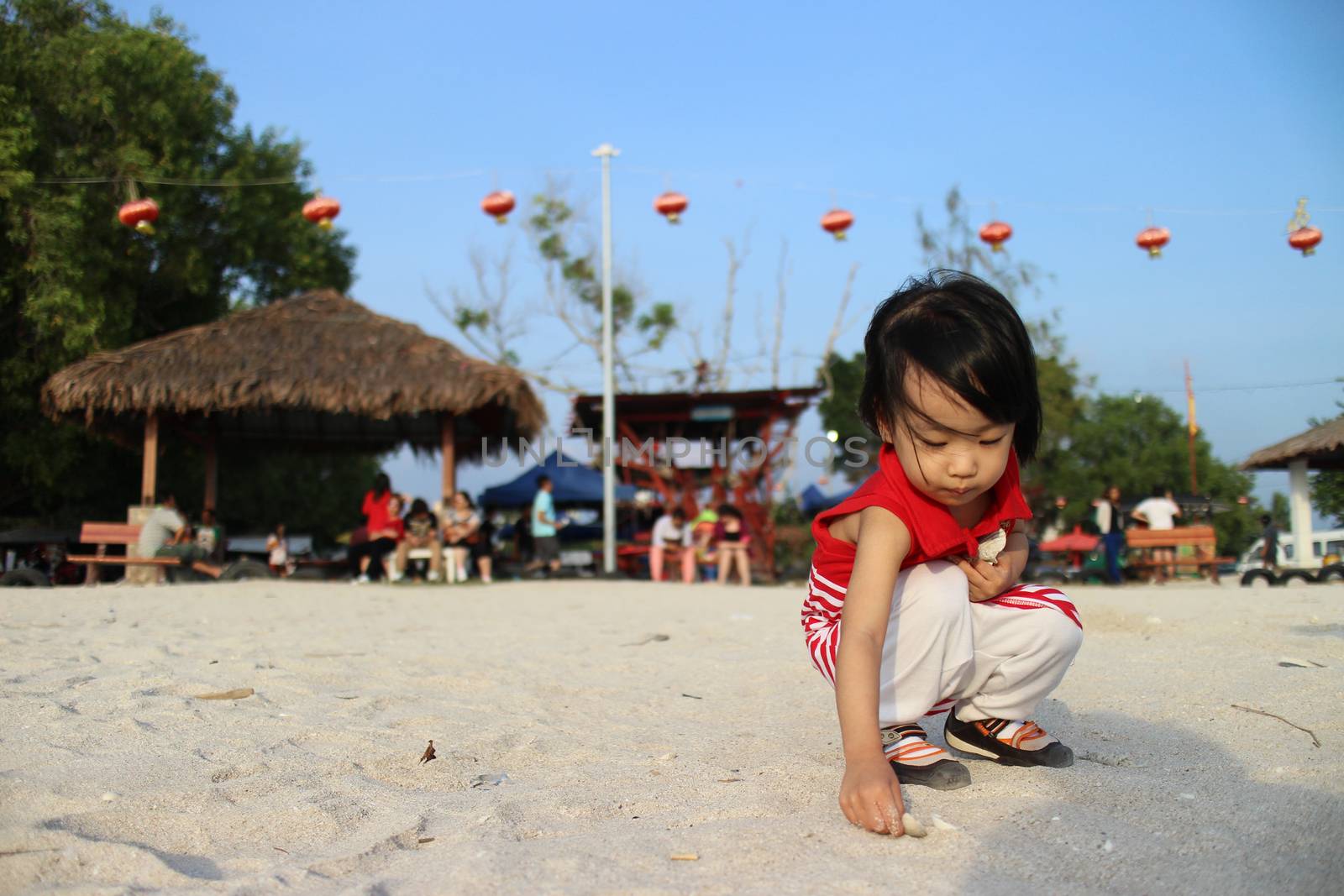 Asian Chinese Children Playing sand