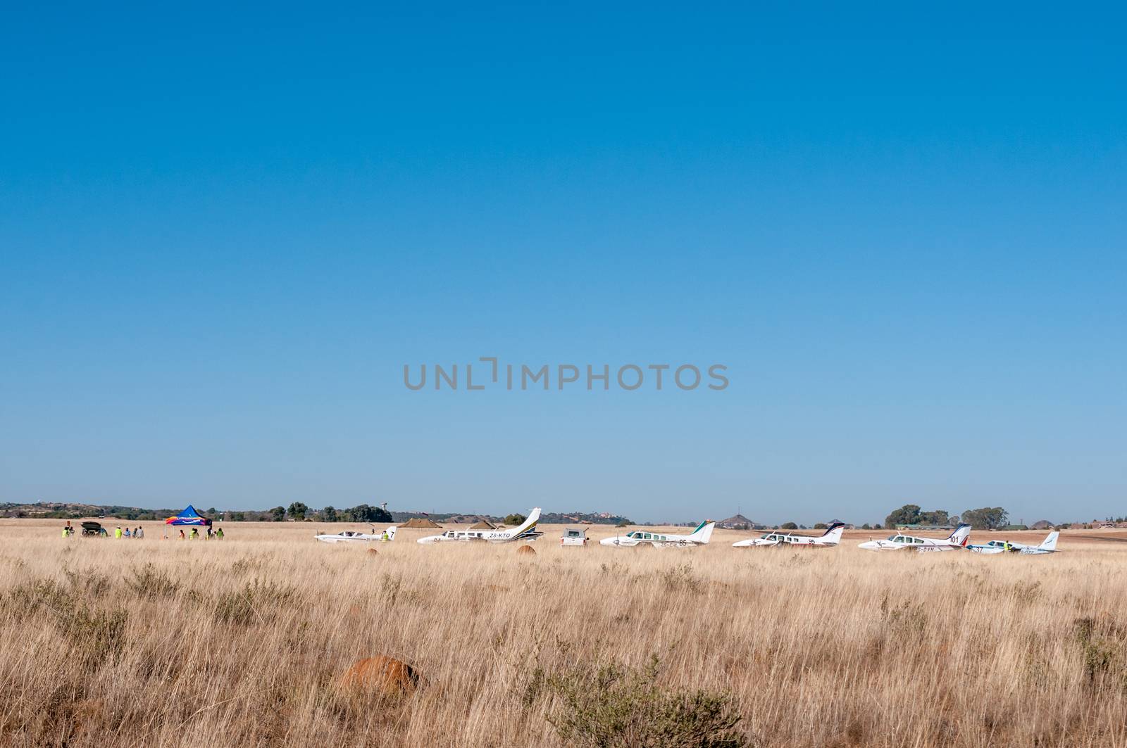 BLOEMFONTEIN, SOUTH AFRICA - MAY 29, 2015: The 2015 Presidents Trophy Air Race was held at the Tempe Airport from 28 to 30 May 2015. More than 100 light aircraft participated
