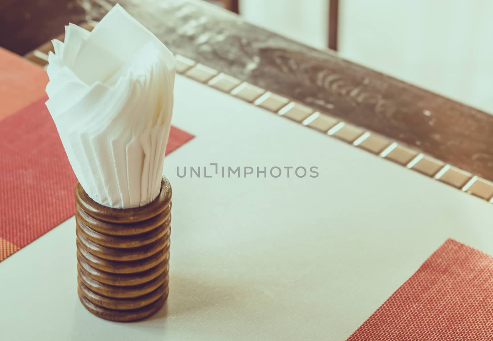 Paper Napkin on tableware