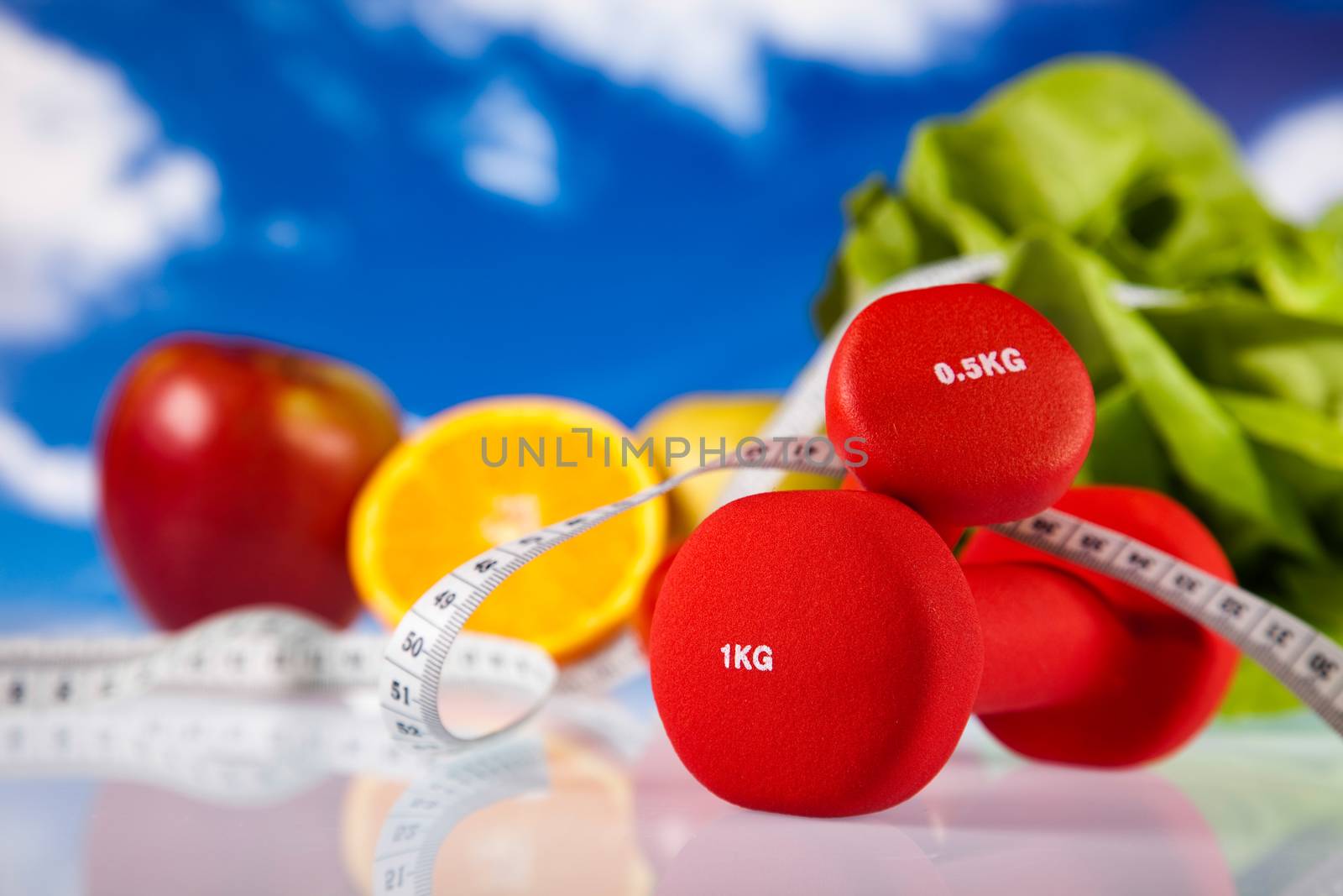 Healthy lifestyle concept, vitamins, bright colorful tone by JanPietruszka