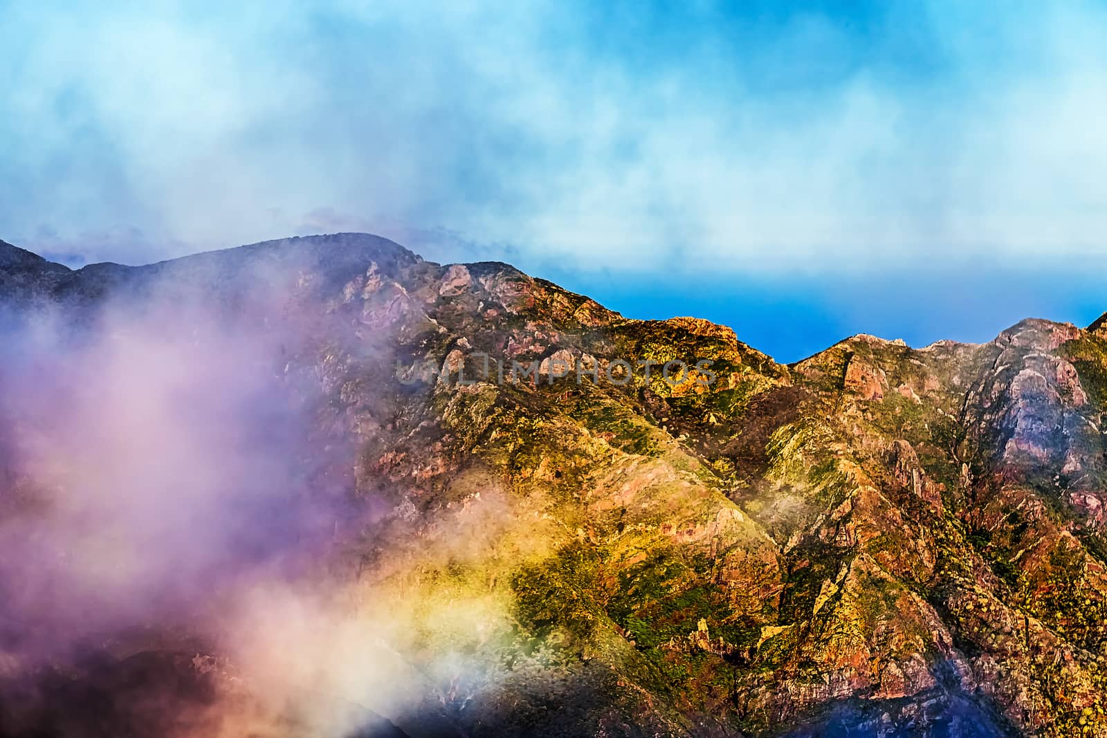 Clouds over mountain landscape in Tenerife island, Spain