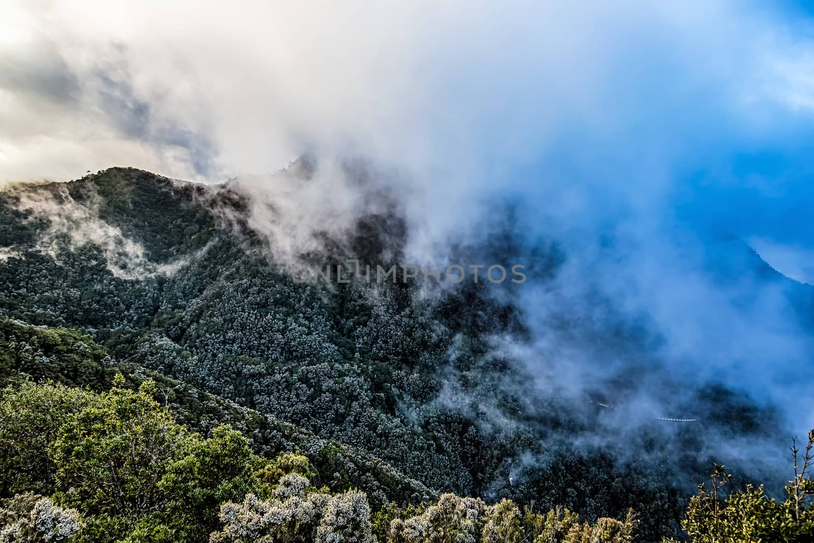 Mountain and clouds over peak in Tenerife Canary island, Spain