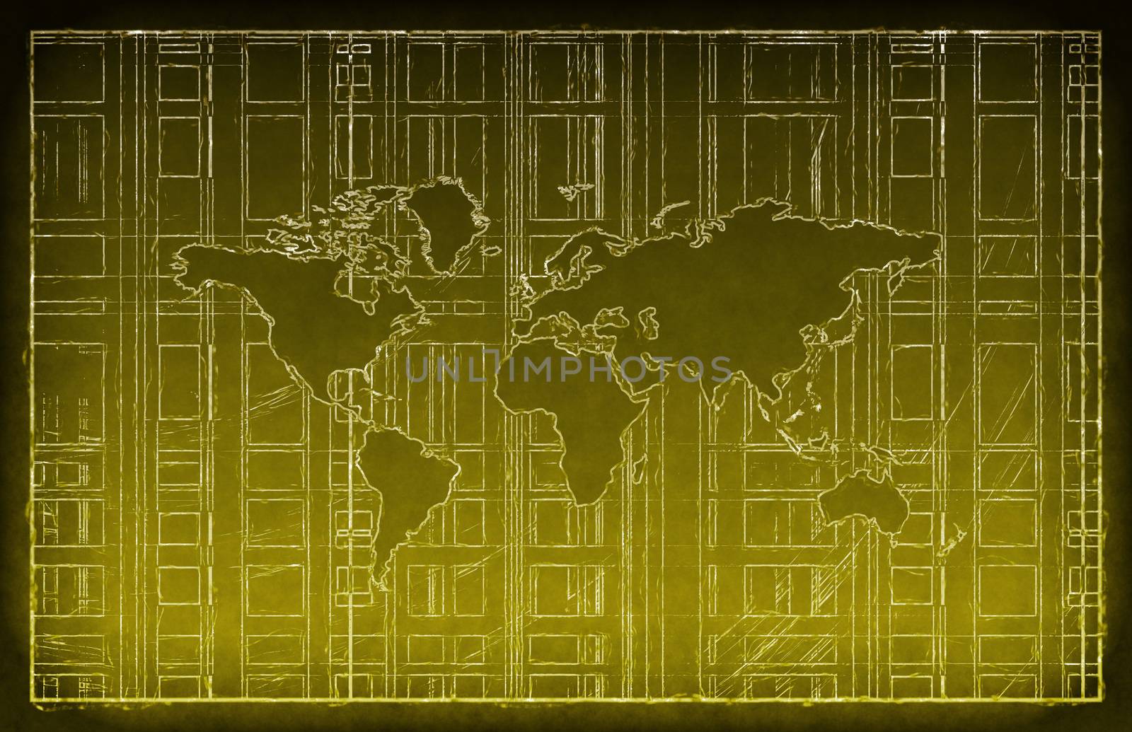 World Travel Concept on Chalkboard with Sketch as Art