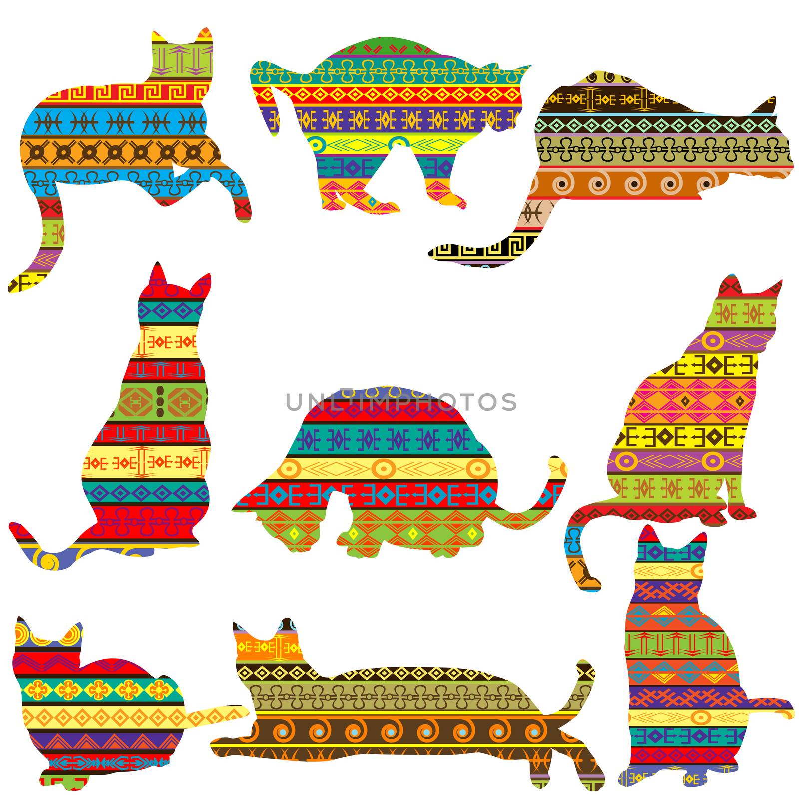 Ethnic decorative patterned cats by hibrida13