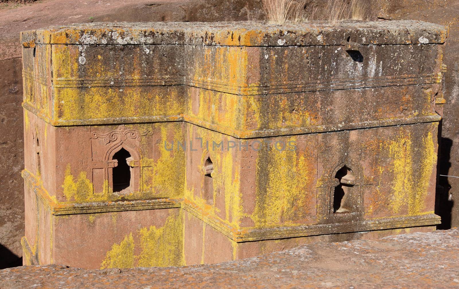 LALIBELA, ETHIOPIA - DECEMBER 4, 2014: Monolithic church Saint George of Lalibela on December 4, 2014 in Ethiopia, Africa