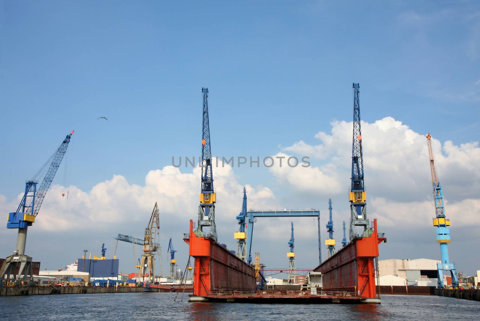 Port of Hamburg on the river Elbe, the largest port in Germany