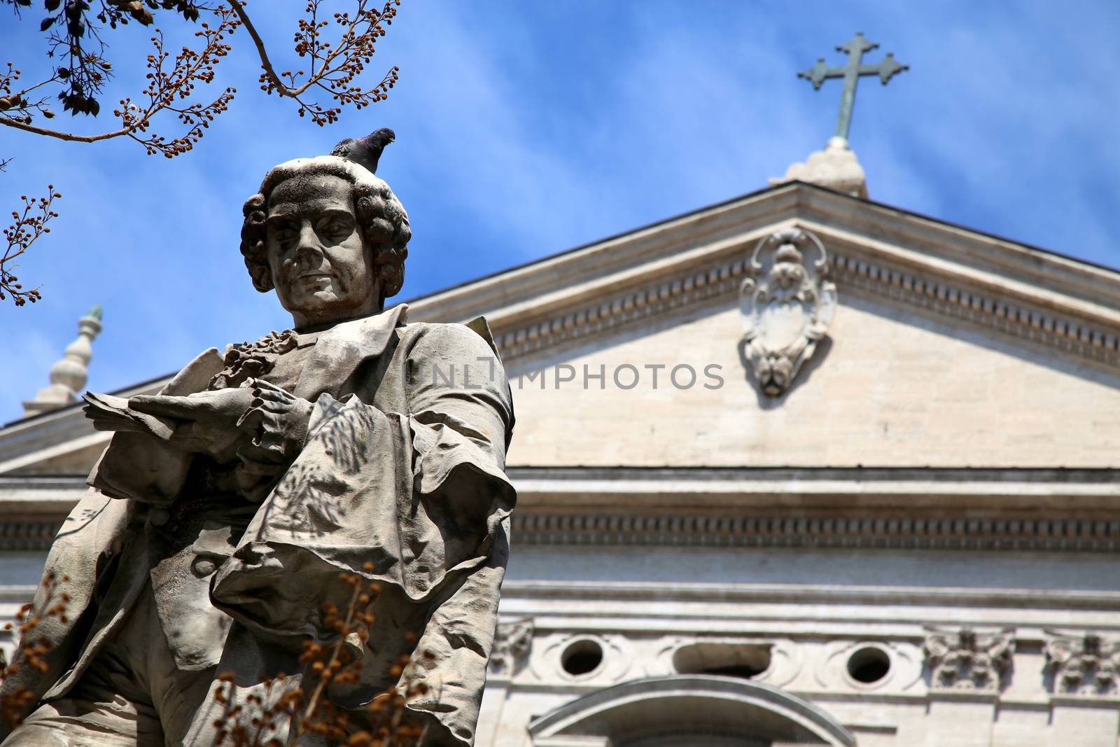 Statue poet Pietro Metastasio in Corso Vittorio Emanuele II, Rome, Italy