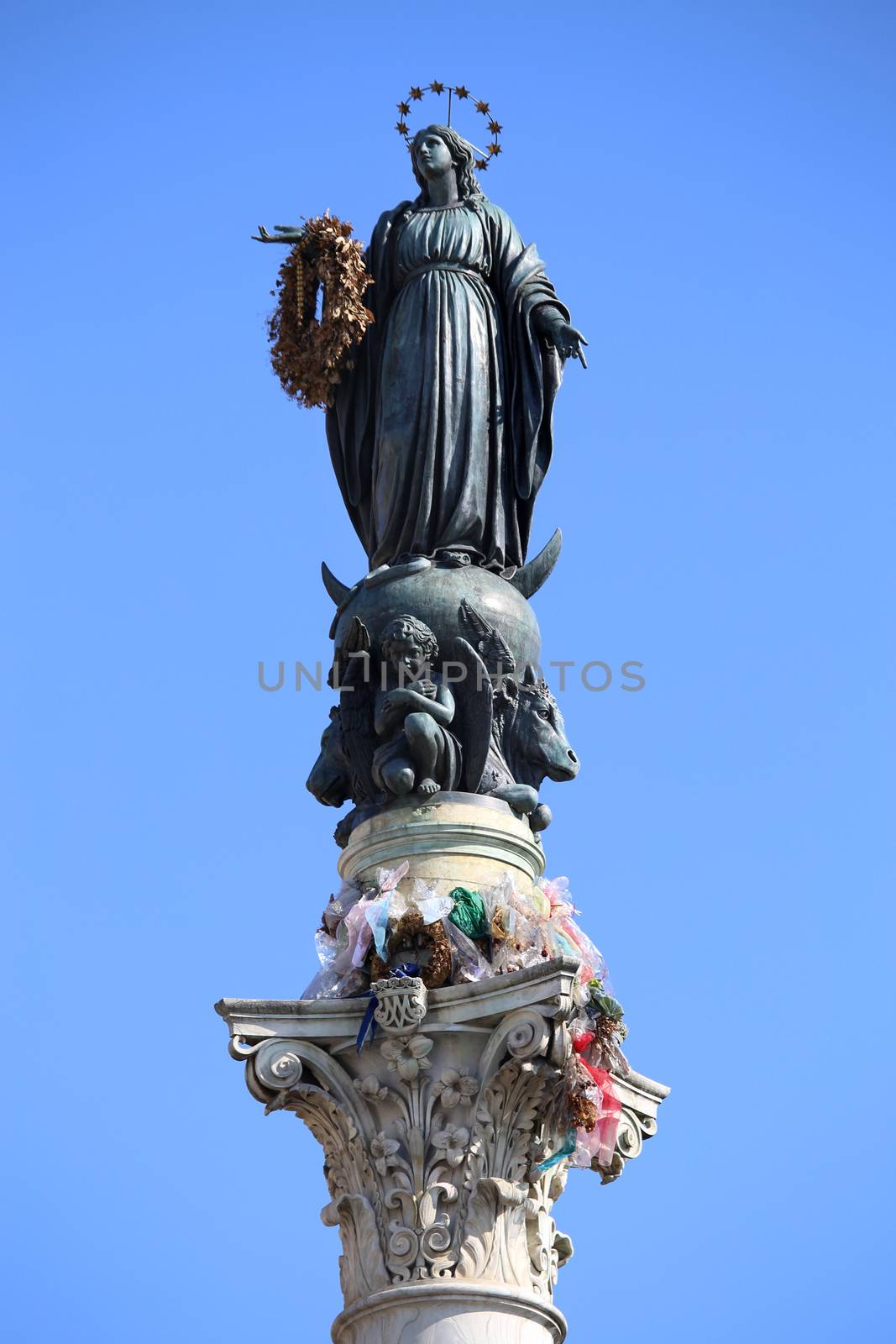 Virgin Mary on top at Piazza di Spagna in Rome, Italy by vladacanon