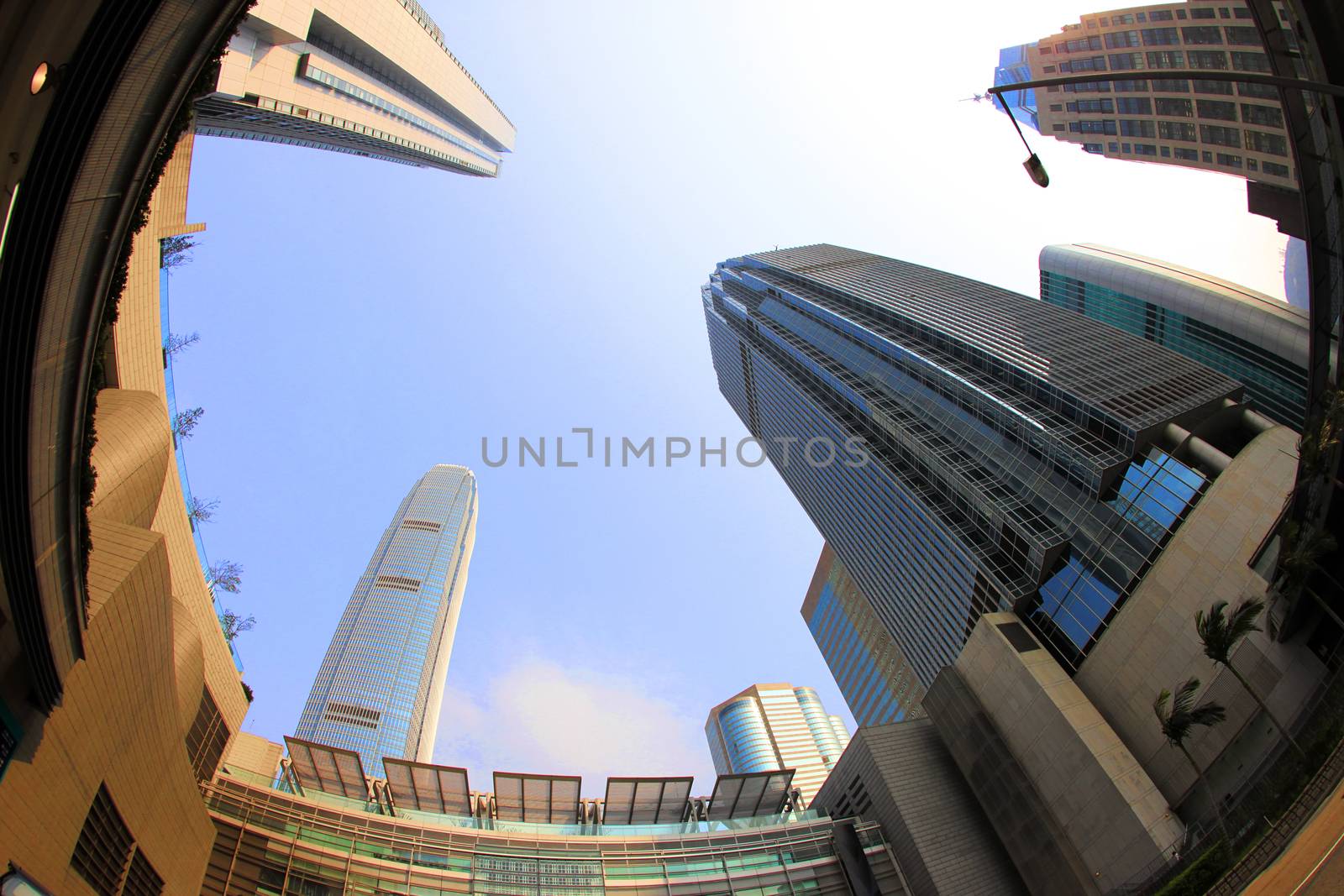 City with modern bridge and skyscraper in Hong Kong, Asia.