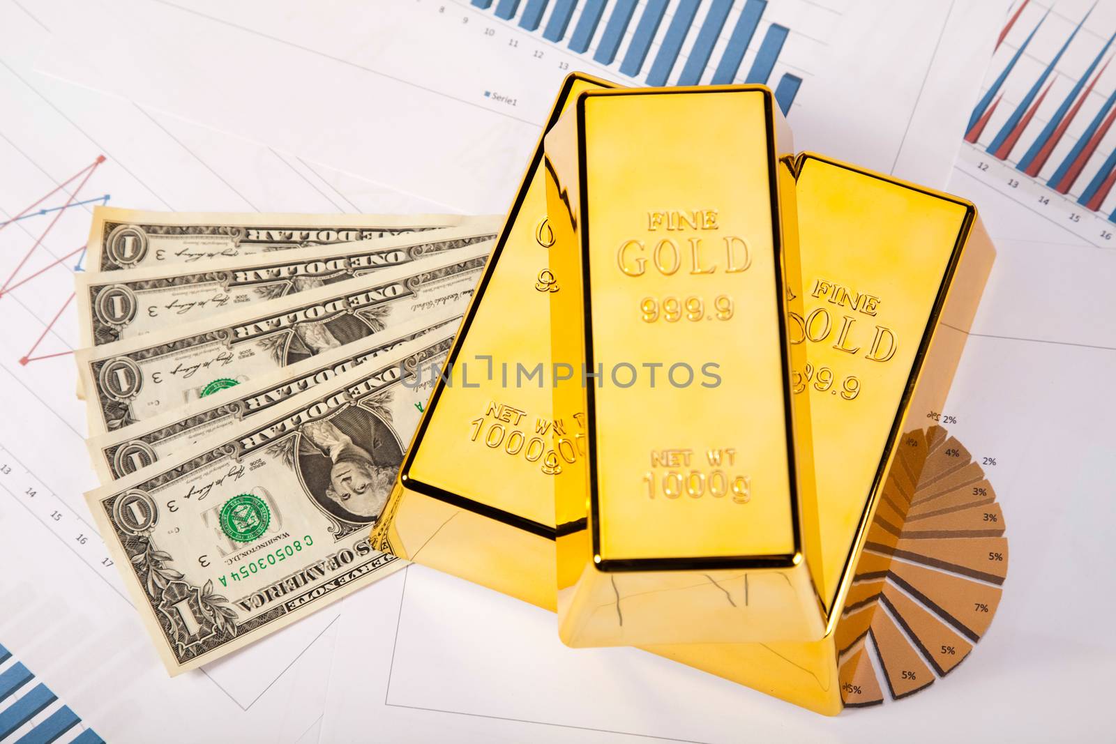 Stack of gold bar, ambient financial concept