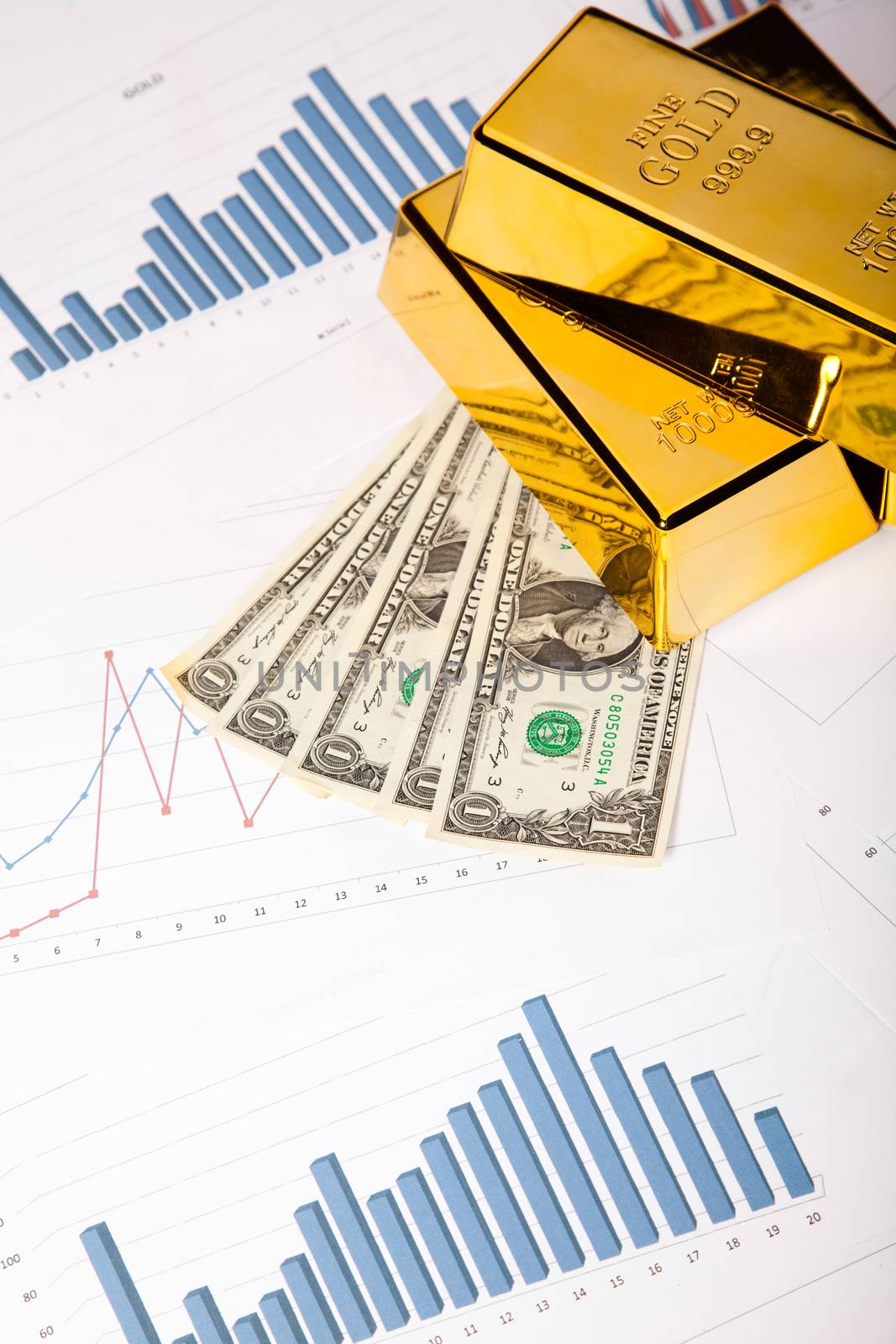 Stack of gold bar, ambient financial concept