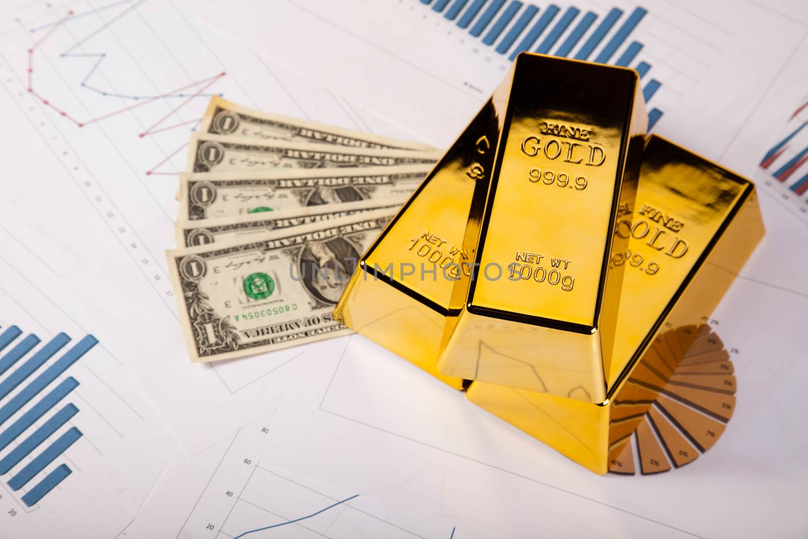 Stack of gold bar, ambient financial concept