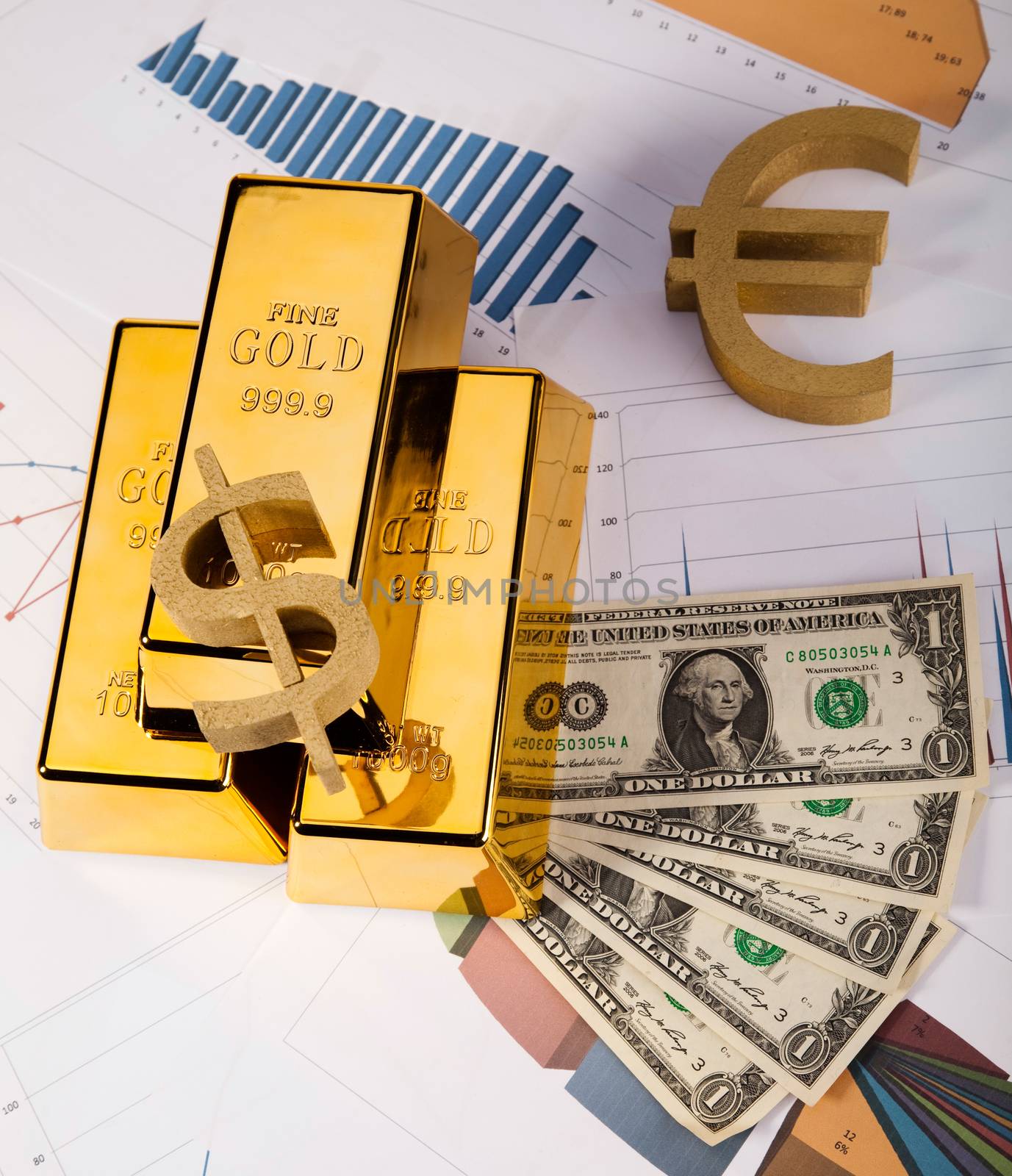 Gold value, ambient financial concept