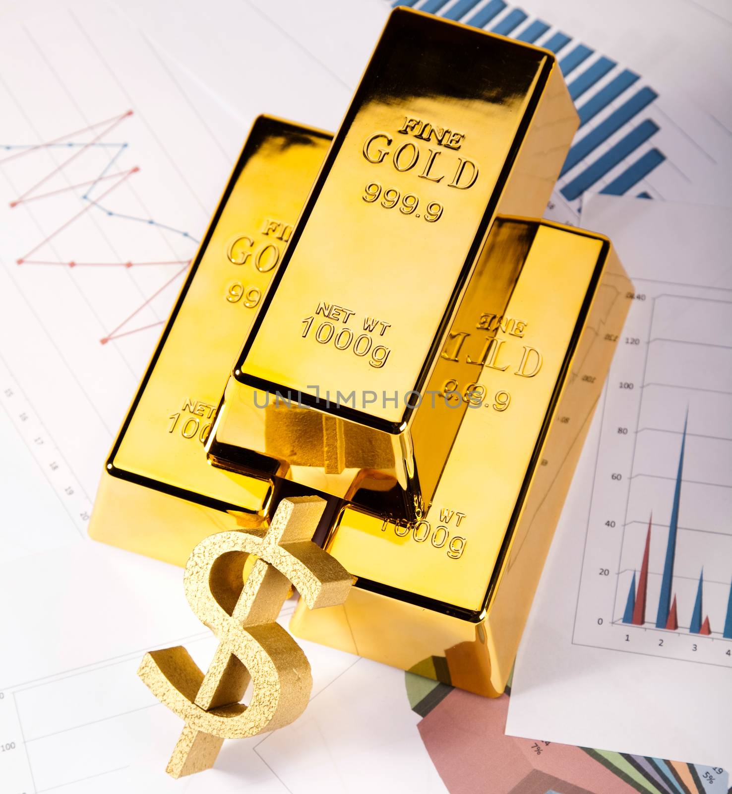 Gold value, ambient financial concept