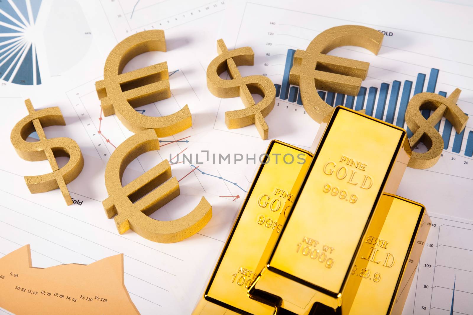 Gold value, ambient financial concept