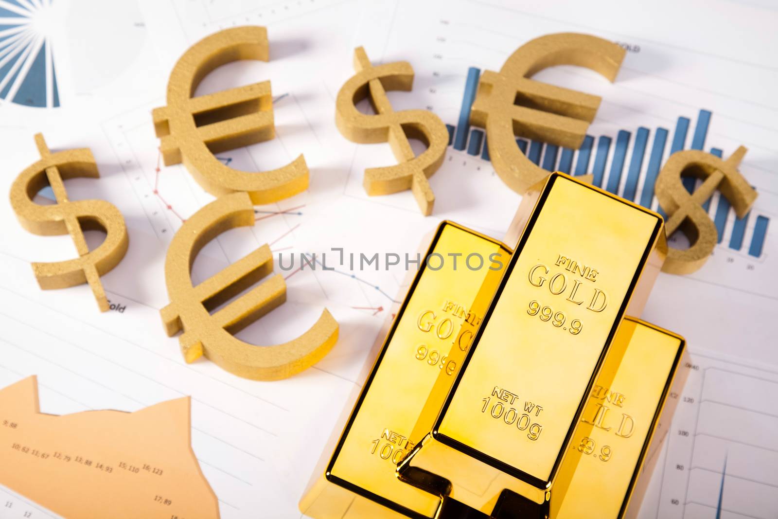 Gold value, ambient financial concept