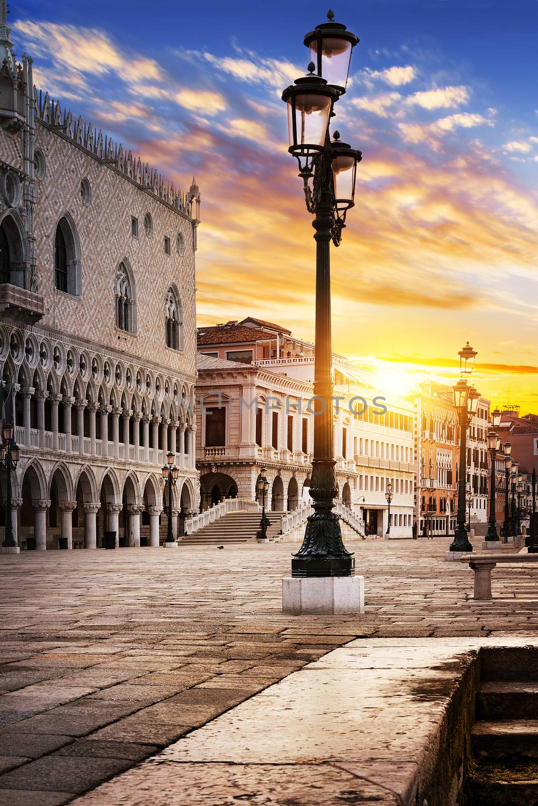 Saint Mark square with San Giorgio di Maggiore church in the background - Venice, Venezia, Italy, Europe 