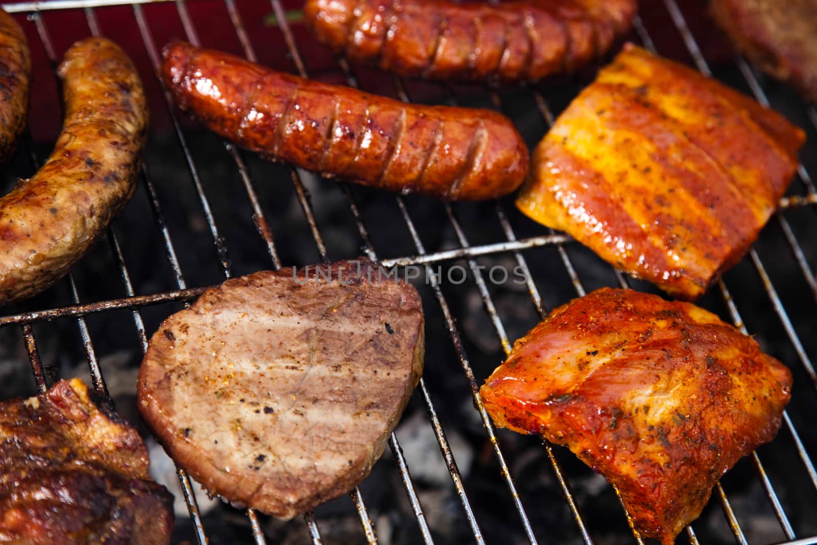 Hot grilling, bright colorful vivid theme