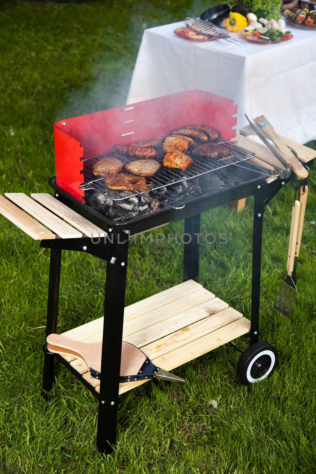 Hot grilling, bright colorful vivid theme