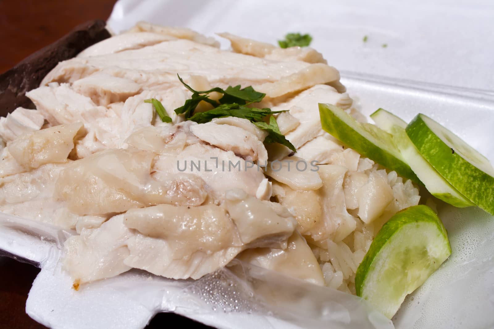 Hainanese Chicken Rice in the Styrofoam Box