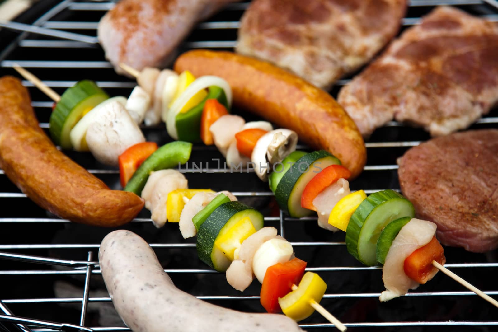 Steak, Grilling at summer weekend, bright colorful vivid theme