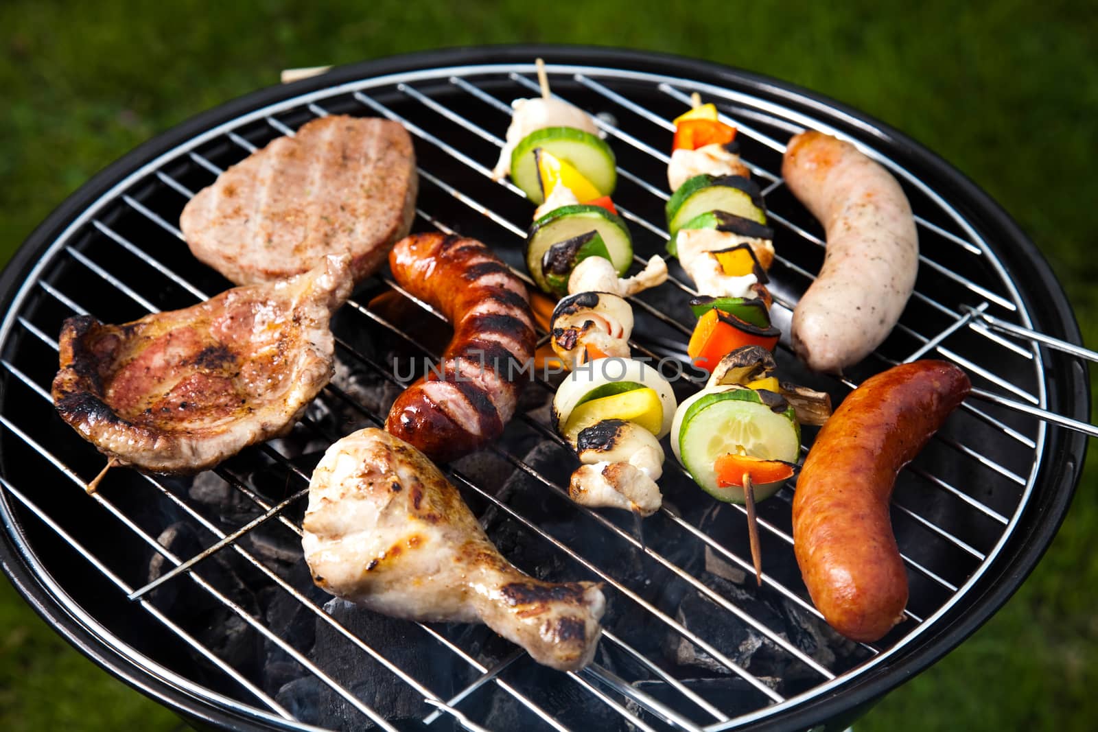 Steak, Grilling at summer weekend, bright colorful vivid theme