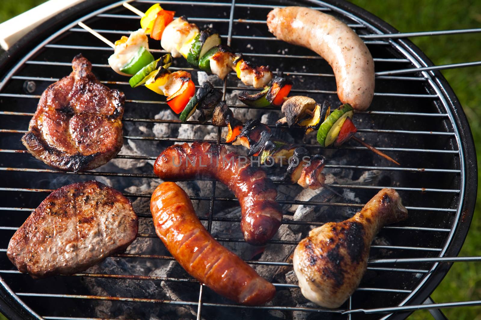 Barbecue a hot summer evening, Grilling