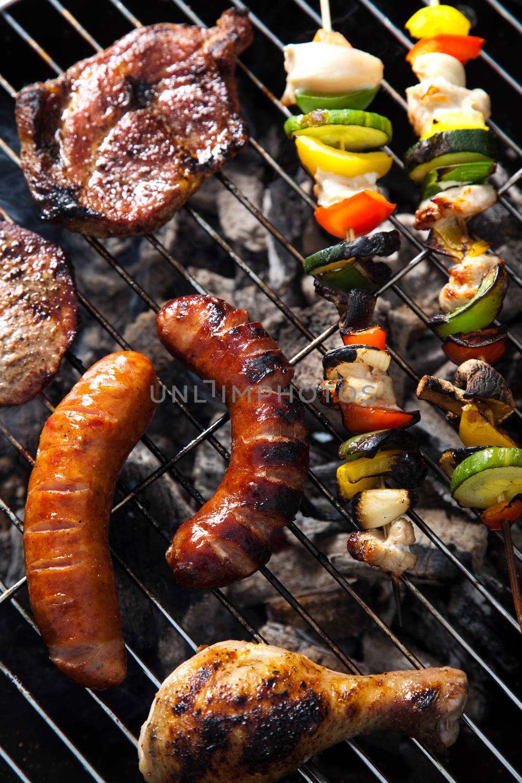 Barbecue a hot summer evening, Grilling