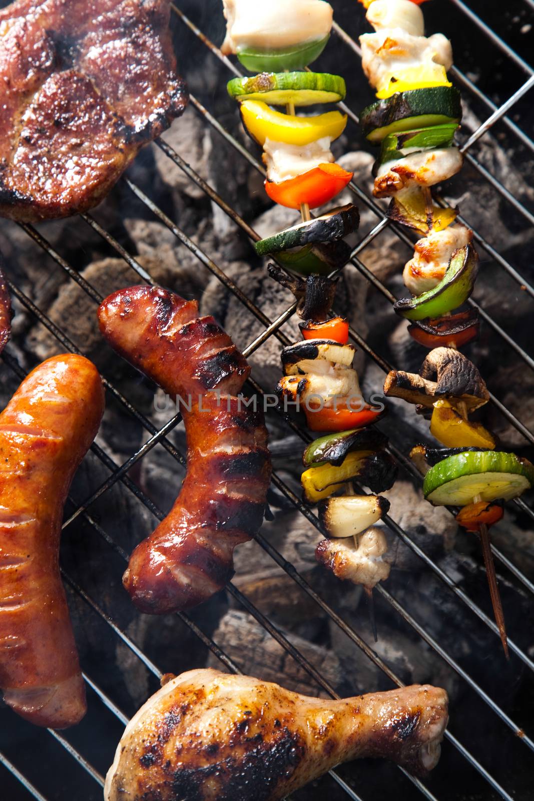 Barbecue a hot summer evening, Grilling