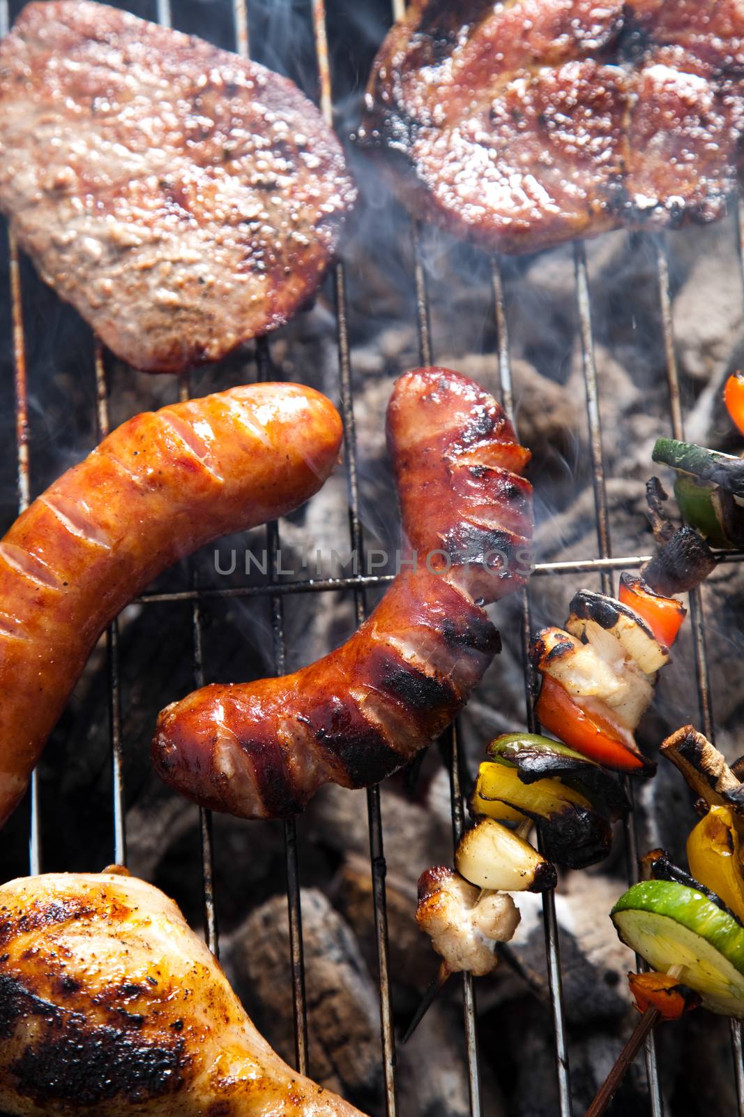 Barbecue a hot summer evening, Grilling
