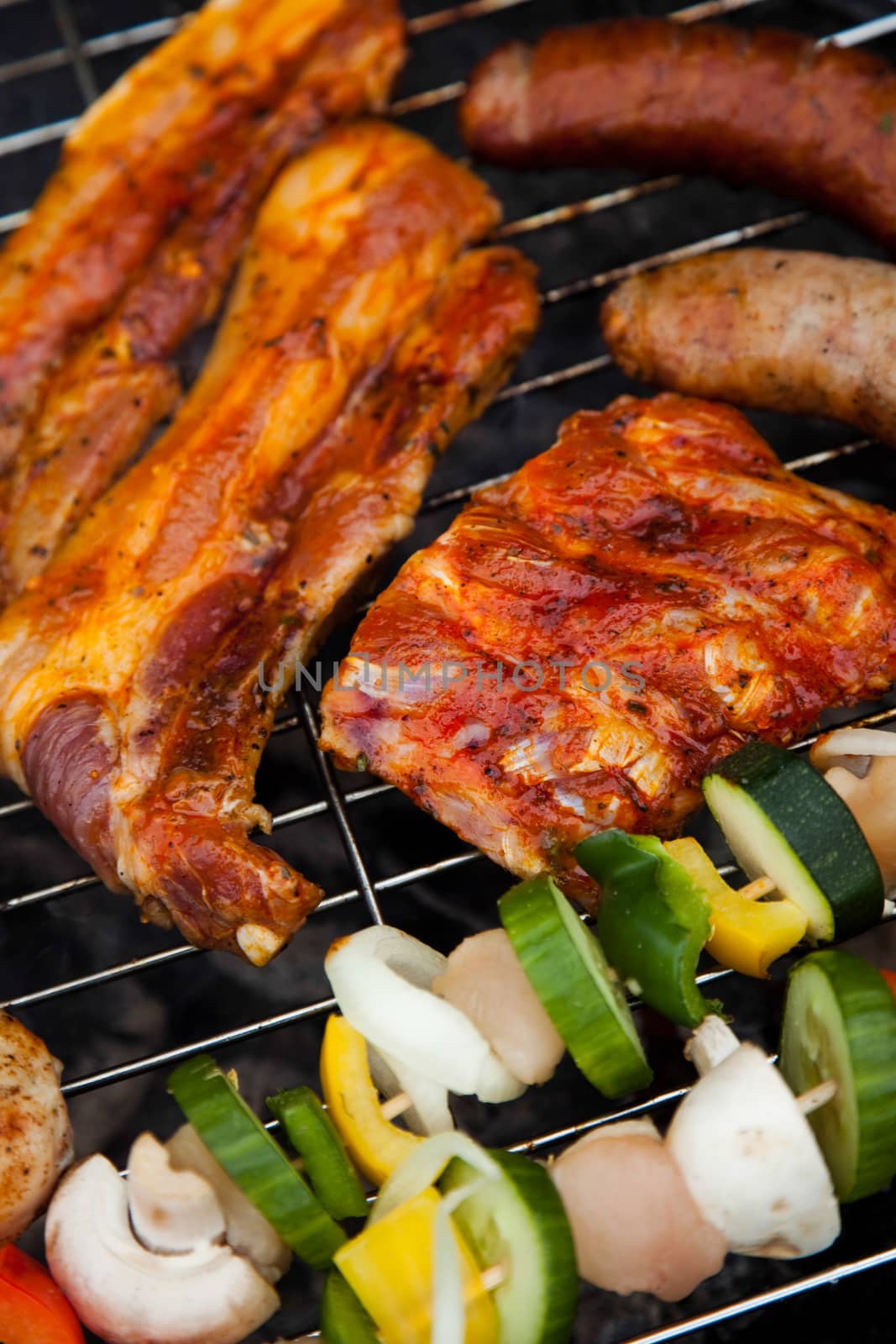 Grilling, bright colorful vivid theme