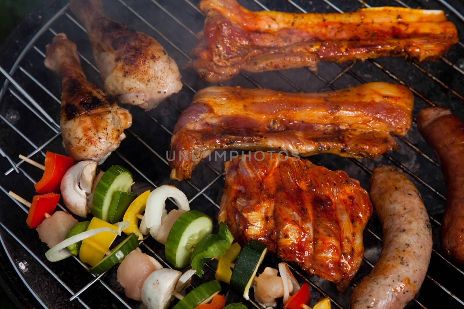 Grilling, bright colorful vivid theme