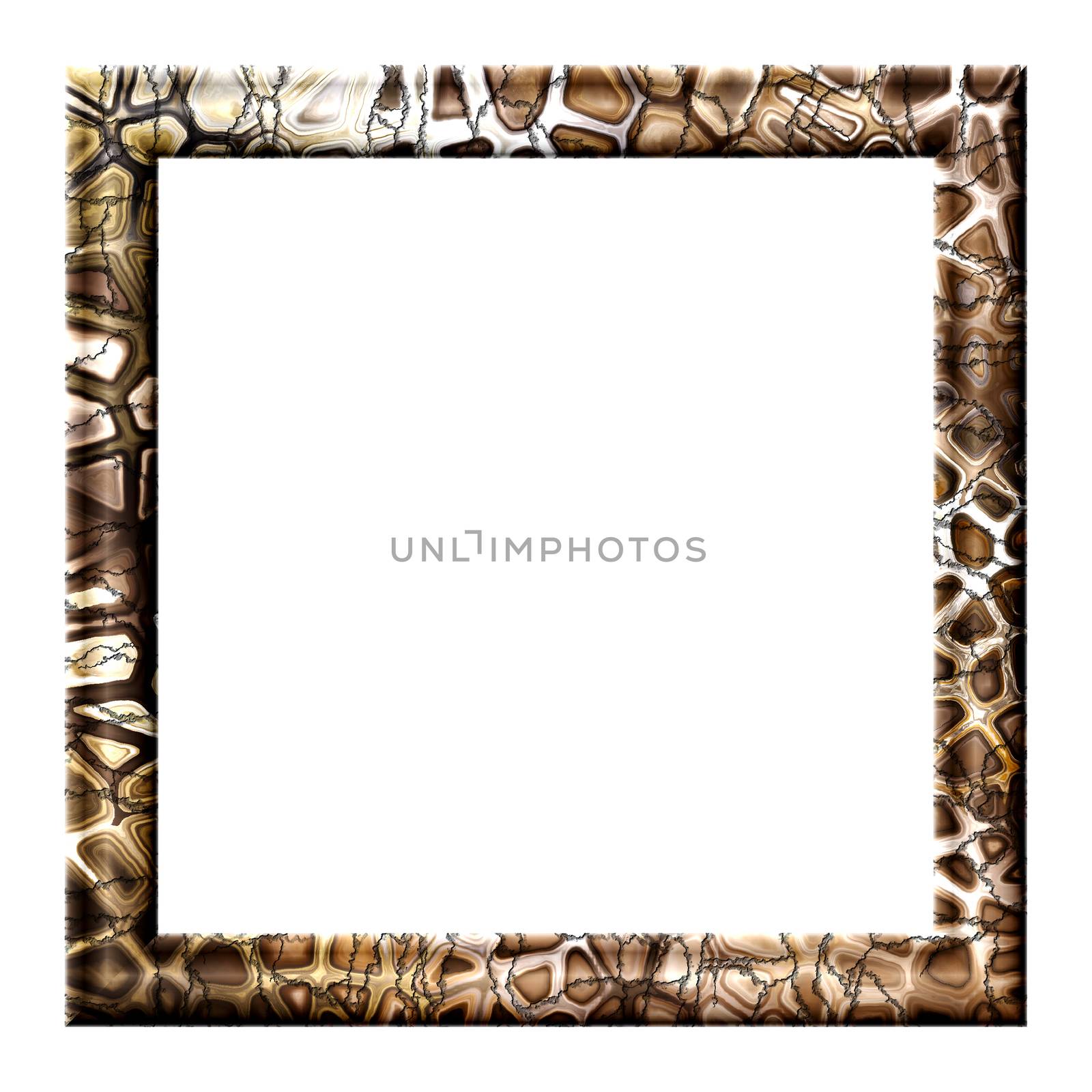 Square embossed frame with cracks for pictures with abstract spotty texture on a white background
