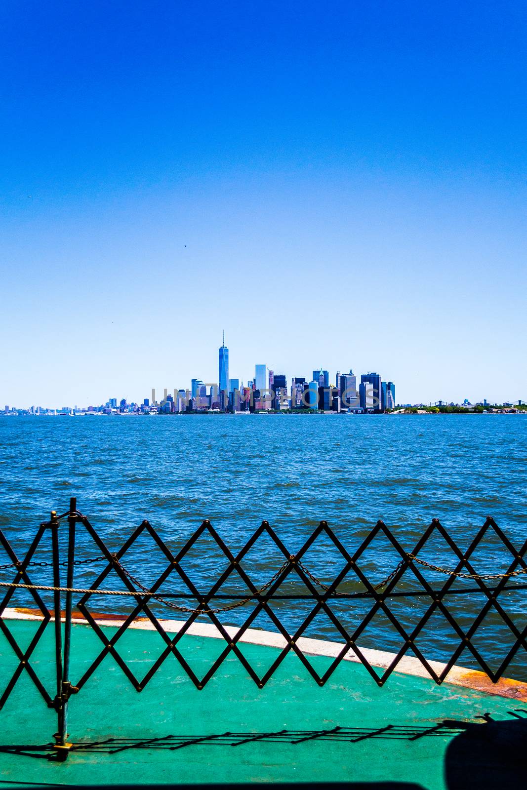 Battery park and the Southern tip of Manhattan from a ferry to Staten Island