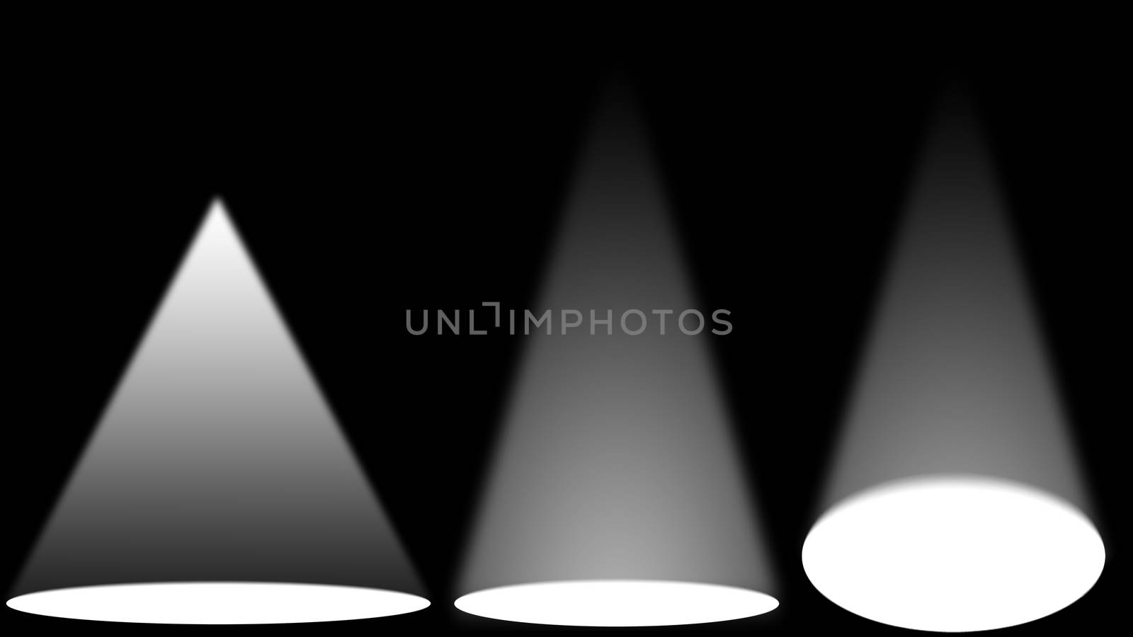 White light sources on black stage