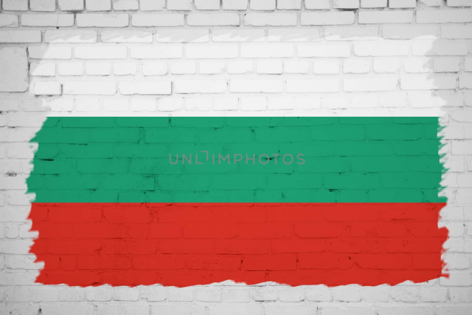 Bolgaria flag painted on white brick wall texture background