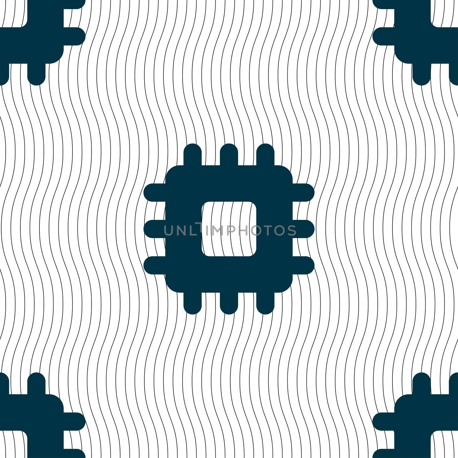 Central Processing Unit icon sign. Seamless pattern with geometric texture. Vector illustration