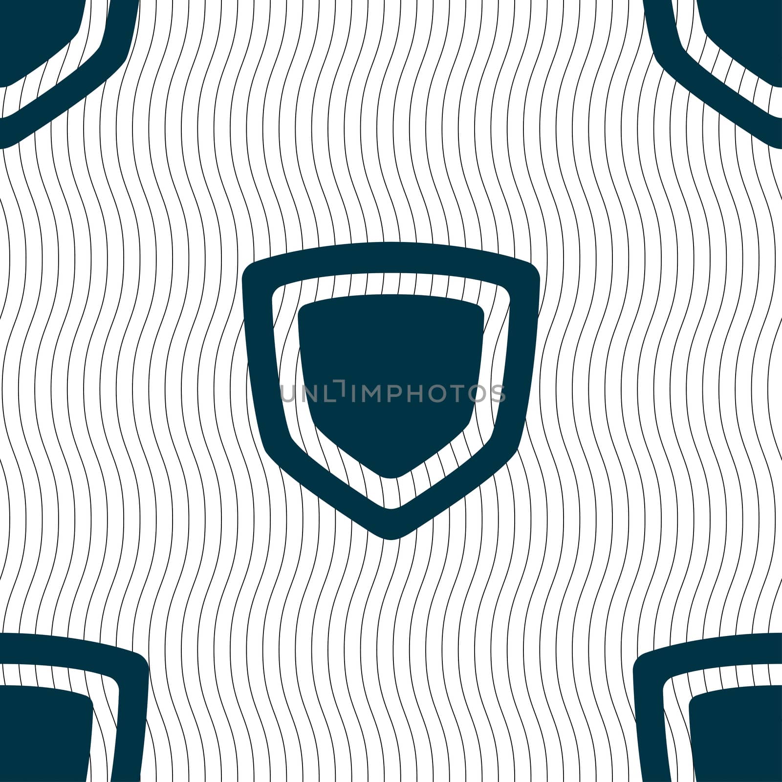 shield icon sign. Seamless pattern with geometric texture. Vector illustration