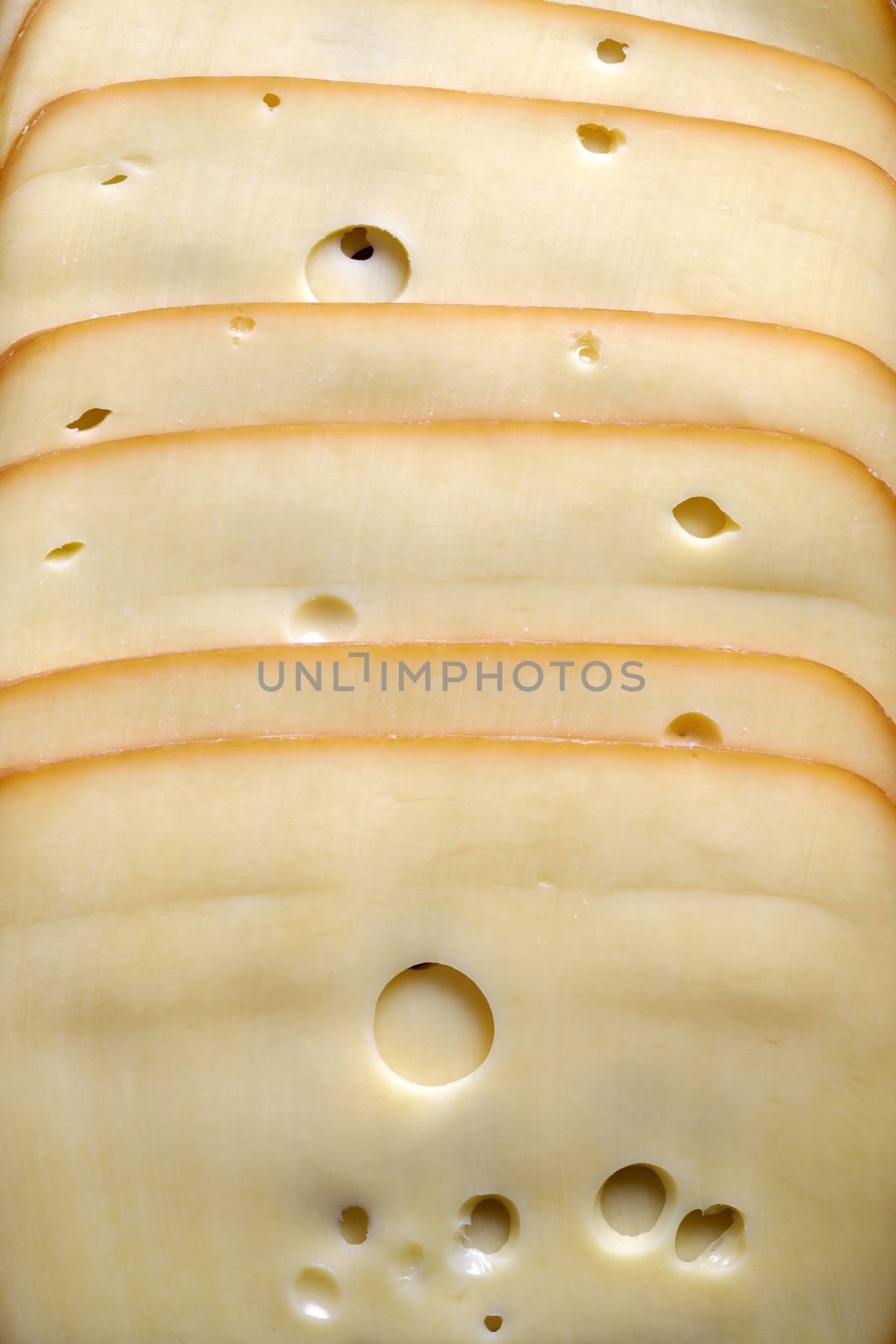 Thin plate of cheese close up