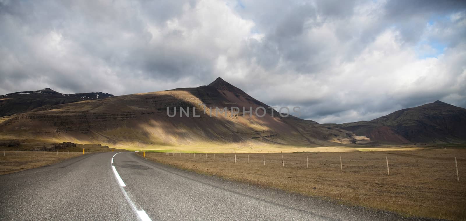 Scenic road on Iceland, bright colorful vivid theme by JanPietruszka