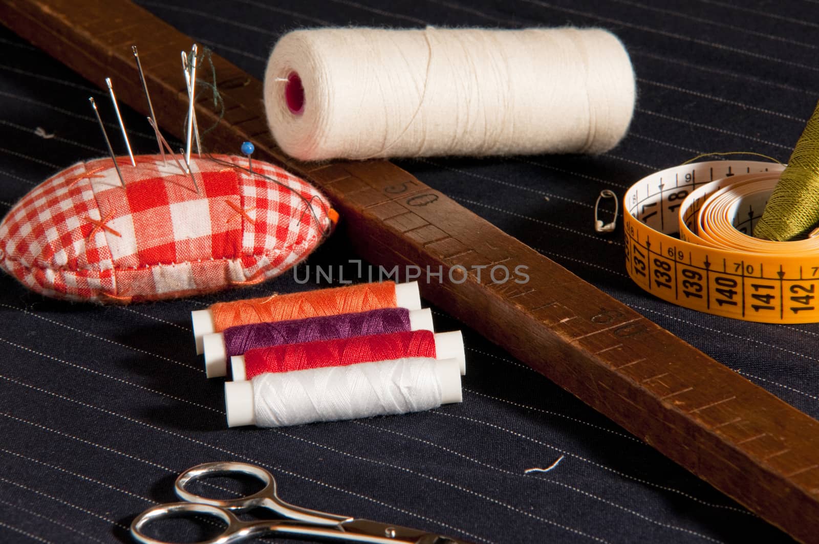 detailed view of some tools tailor in his studio