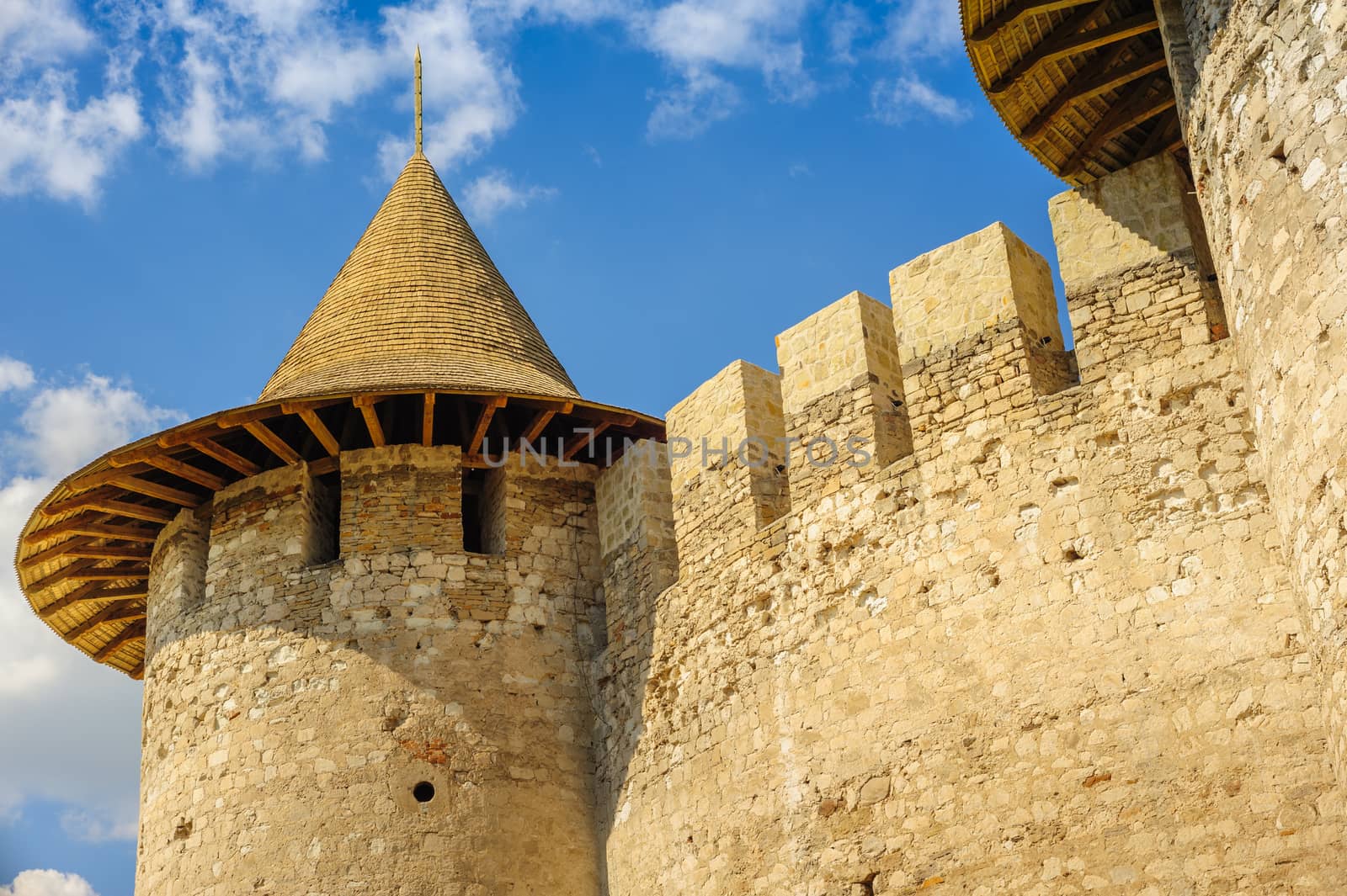 Partial view of medieval fort in Soroca, Republic of Moldova. Fort  built in 1499 by Moldavian Prince Stephen the Great. Has been renovated in 2015