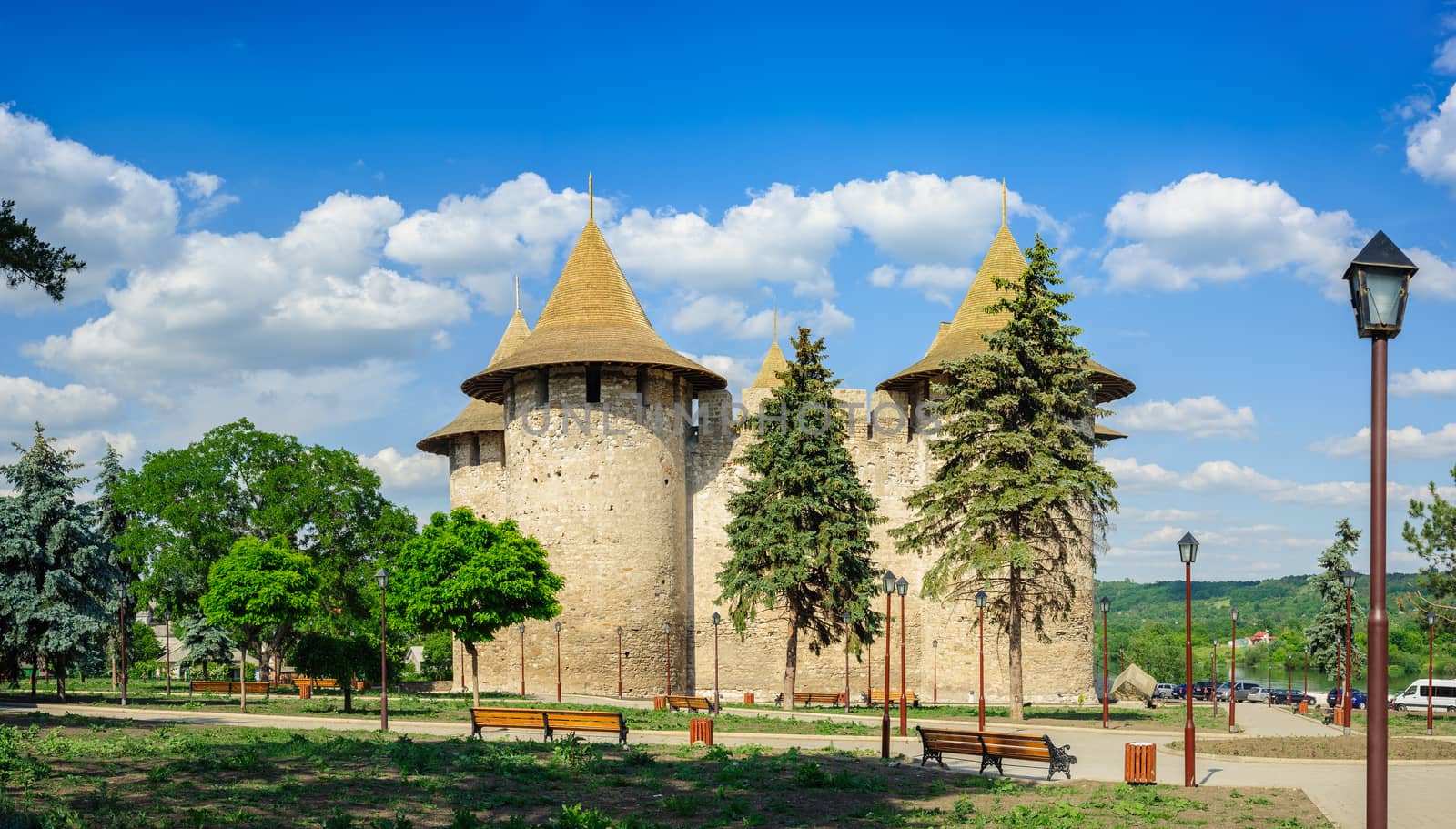 Panoramic high resolution view of medieval fort in Soroca, Republic of Moldova. Fort  built in 1499 by Moldavian Prince Stephen the Great. Has been renovated in 2015