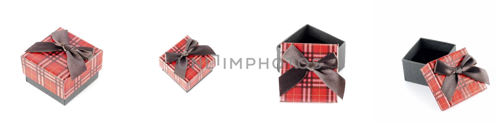 red gift box scotch line isolated on white background