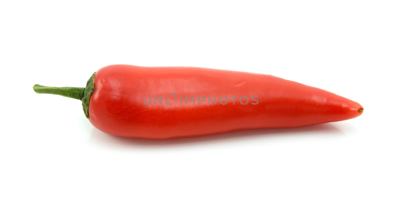 Single baby red pepper, isolated on a white background