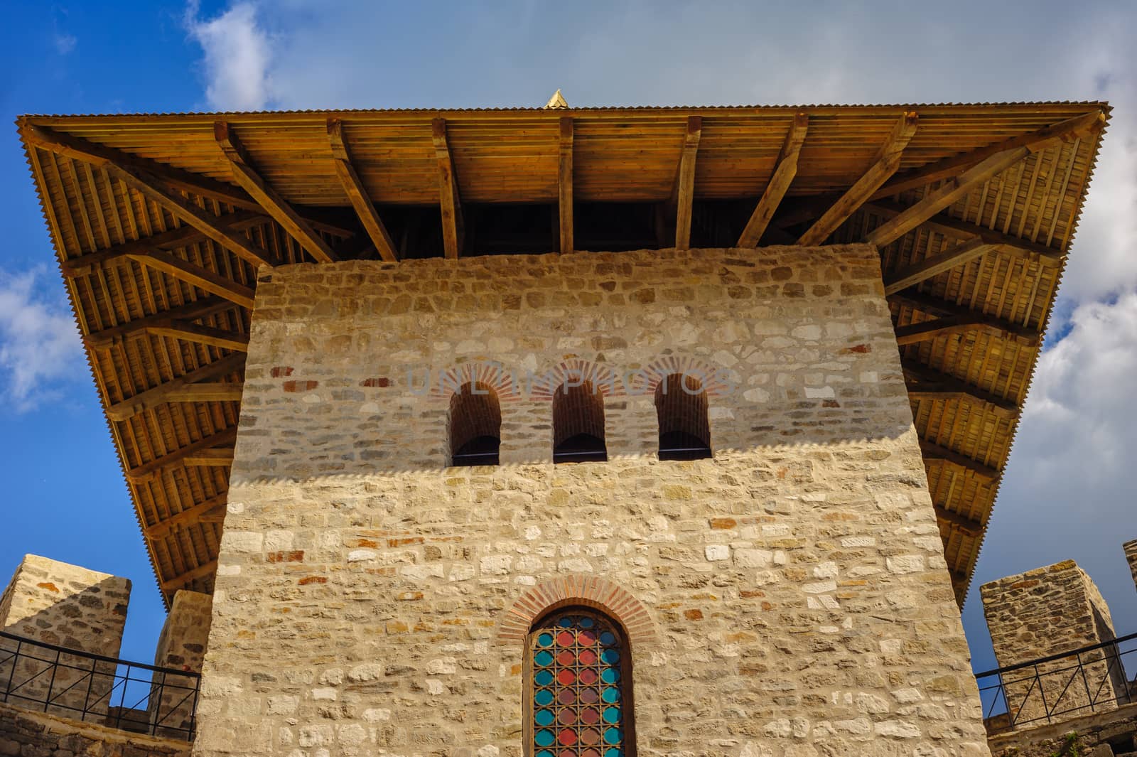 Architectural details of medieval fort in Soroca, Republic of Moldova. Fort  built in 1499 by Moldavian Prince Stephen the Great. Has been renovated in 2015