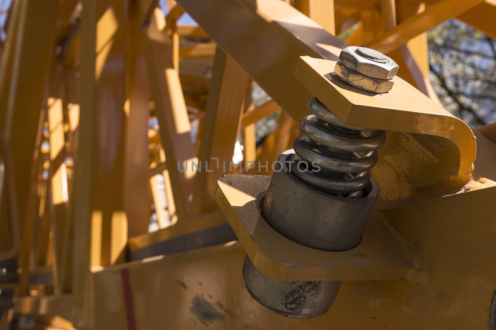 A bolt on an industrial crane for construction sites