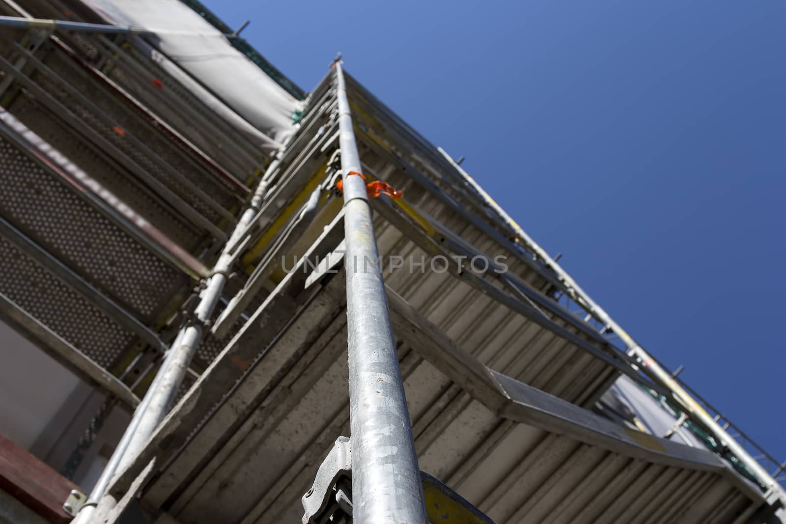 A scaffolding on a construction site