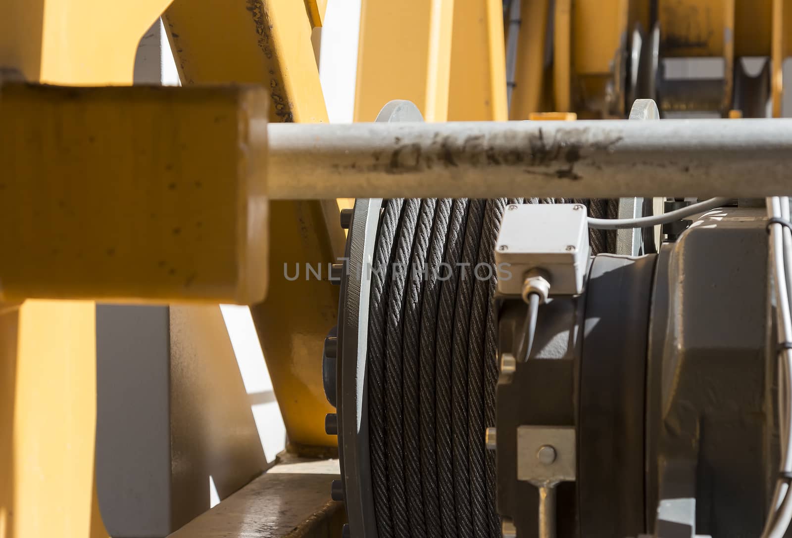 A closer look at a construction crane for lifting stuff at construction sites