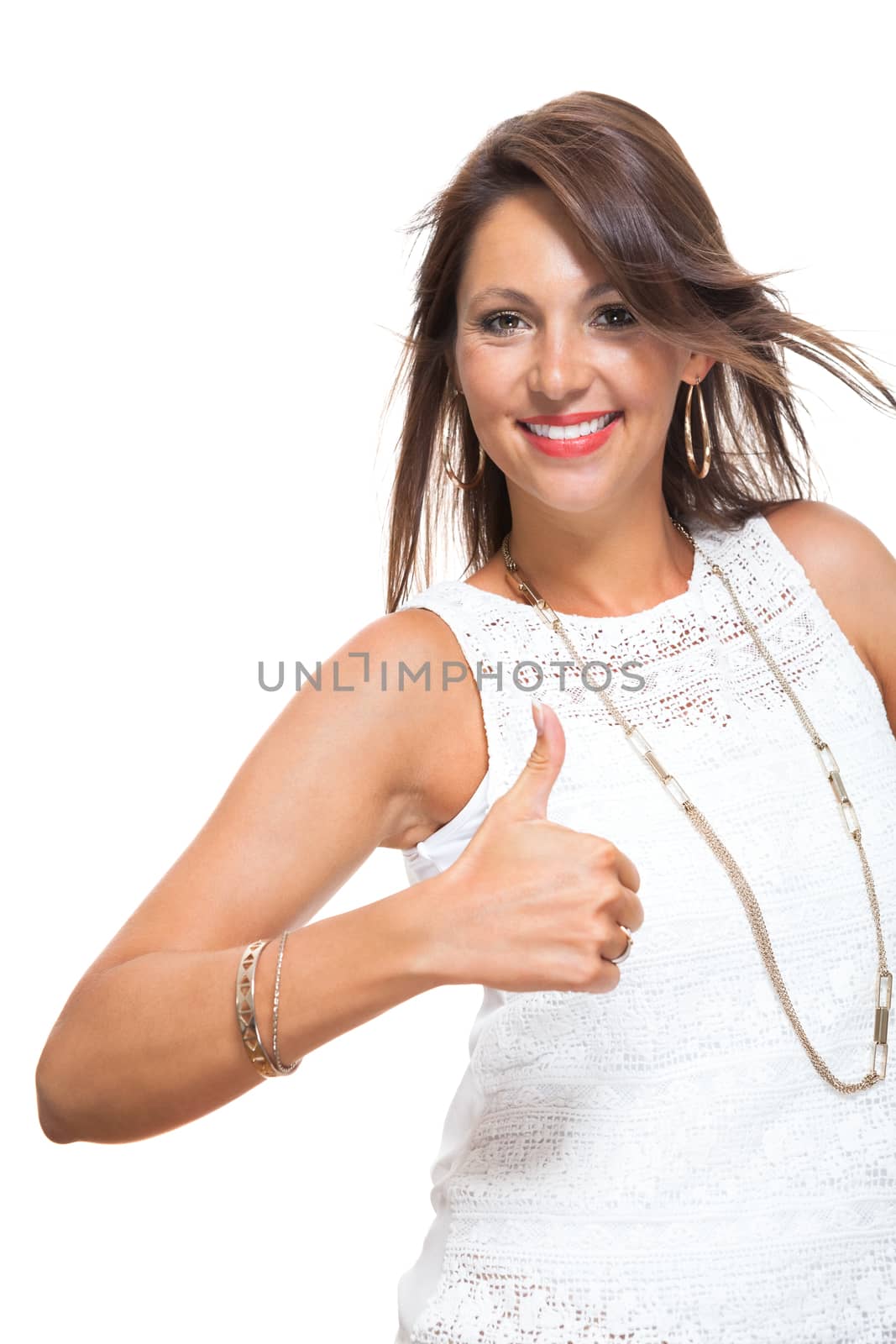 Stylish Woman in Showing Two Thumbs up Signs by juniart
